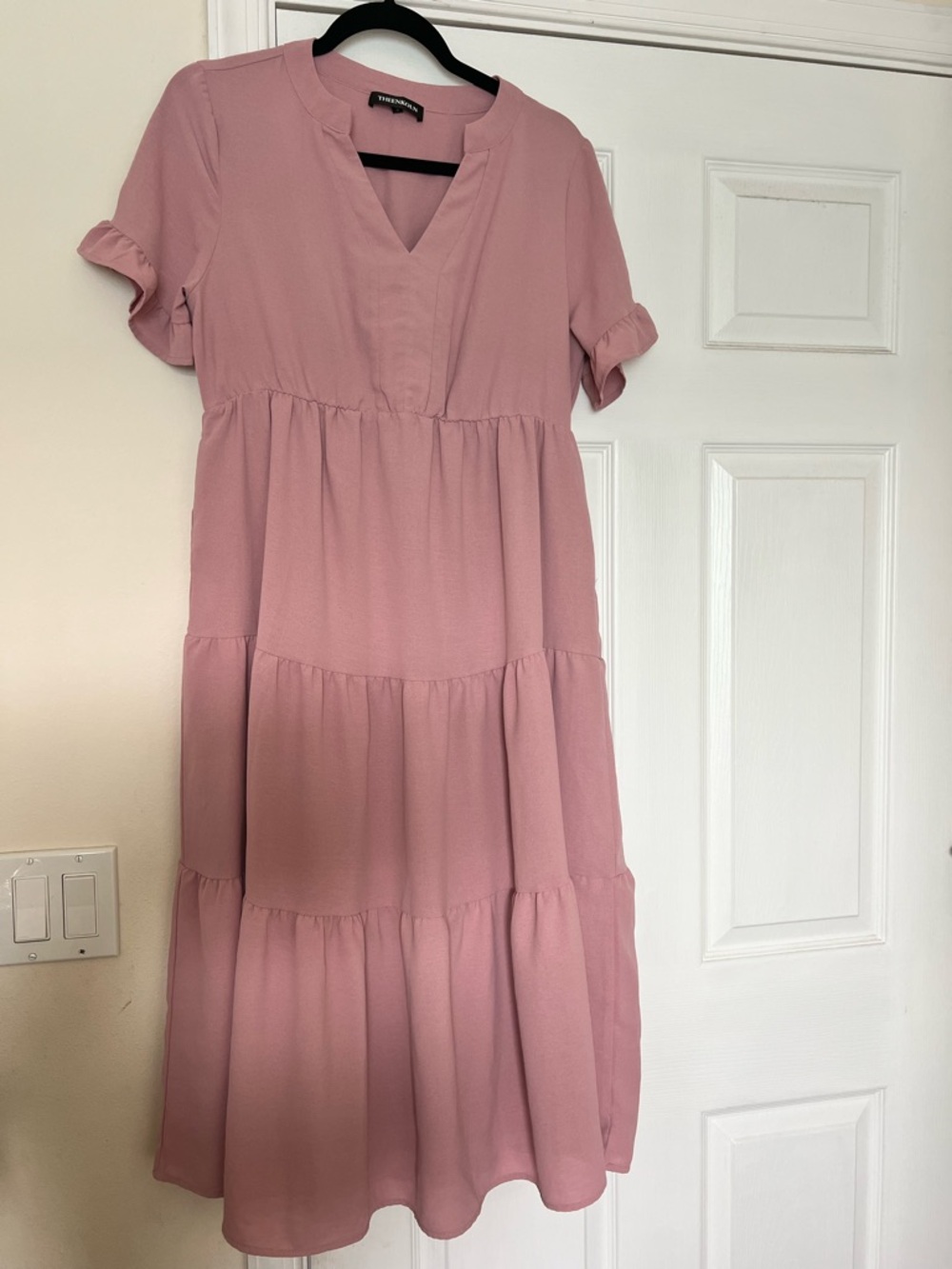 Blush Pink Tiered Midi Dress